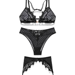 Savage X Fenty Baroque Bondage 3 piece set bra/panty/garter  VIP!